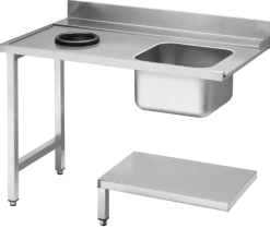 KBS Zulauftisch Becken rechts, mit Abfallloch Breite 120cm und Grundboden