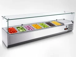Kühlaufsatzvitrine für 6x GN 1/3, Breite 1400x400 mm, mit Glasaufsatz