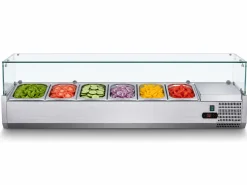 Kühlaufsatzvitrine für 6x GN 1/3, Breite 1400x400 mm, mit Glasaufsatz