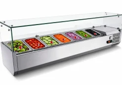 Kühlaufsatzvitrine für 7x GN 1/4, Breite 1600x340 mm, mit Glasaufsatz