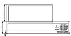 Kühlaufsatzvitrine für 6x GN 1/4, Breite 1400x340 mm, mit Edelstahldeckel