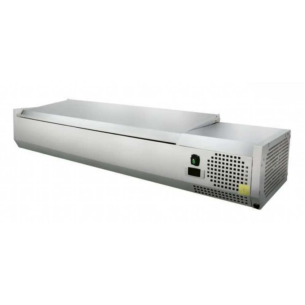 Kühlaufsatzvitrine für 6x GN 1/4, Breite 1400x340 mm, mit Edelstahldeckel