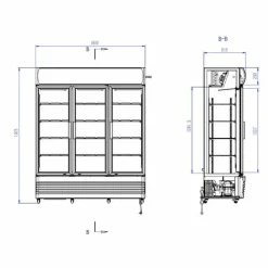 Kühlschrank 3 Glastüren FCU-1200, 1065L, 1600x610x1973mm
