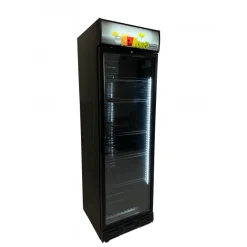 Kühlschrank 1 Glastür Schwarz 382 L, Türanschlag rechts, Breite 595mm