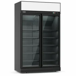 Kühlschrank INS-1000R BL mit 2 Glastüren Schwarz 1000 L, Breite 1253mm