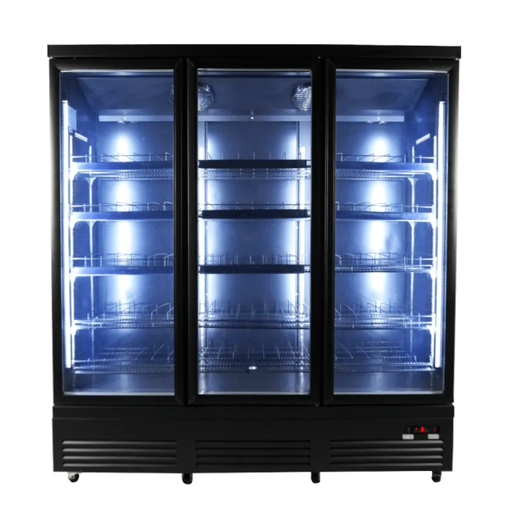 Kühlschrank mit 3 Glastüren Schwarz 1880 mm