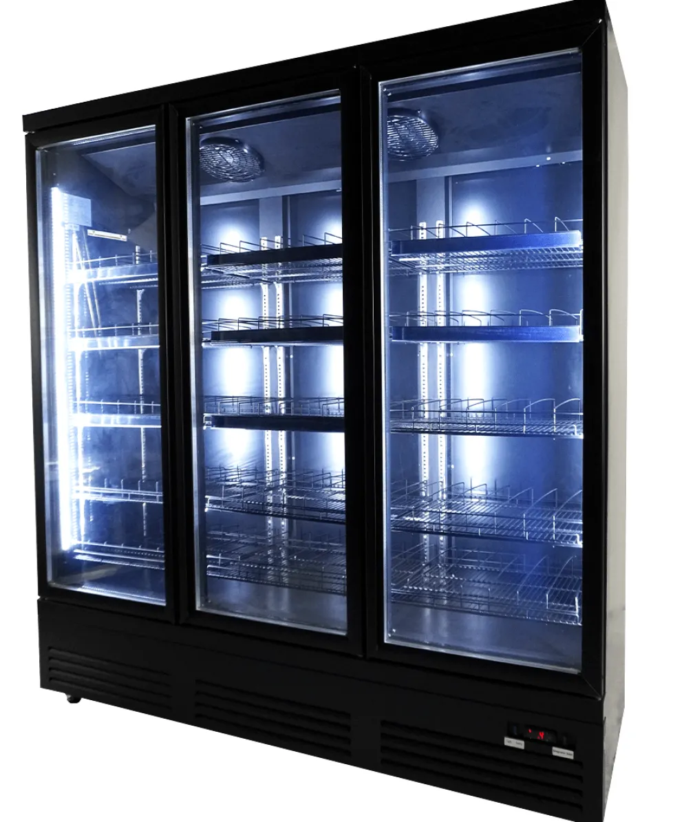 Kühlschrank mit 3 Glastüren Schwarz 1880 mm