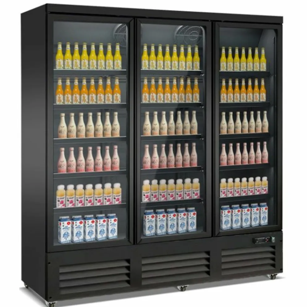 Kühlschrank mit 3 Glastüren Schwarz 1880 mm