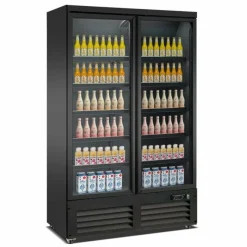 Kühlschrank mit 2 Glastüren Schwarz 1250 mm
