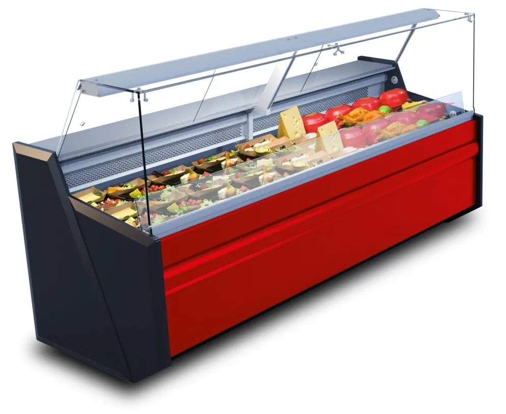 Kühltheke PICO statische Kühlung rot schwarz 1500x860x1220mm