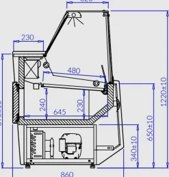 Kühltheke PICO statische Kühlung schwarz 1500x860x1220mm