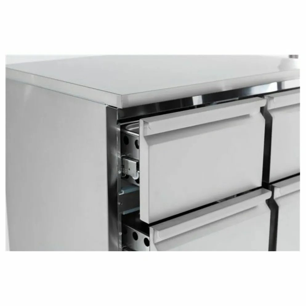 Kühltisch Compact Line Edelstahl, 4 Schubladen, 900x700x875mm