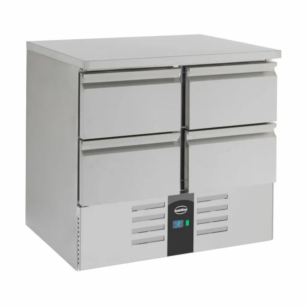 Kühltisch Compact Line Edelstahl, 4 Schubladen, 900x700x875mm