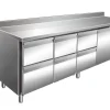 Kühltisch KT-VIP mit 6 Schubladen und 1 Tür und Aufkantung, 2.230x700x960 mm