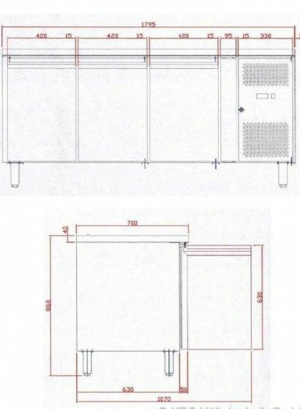 Kühltisch KT 310, 1795x700x860 mm - GN1/1