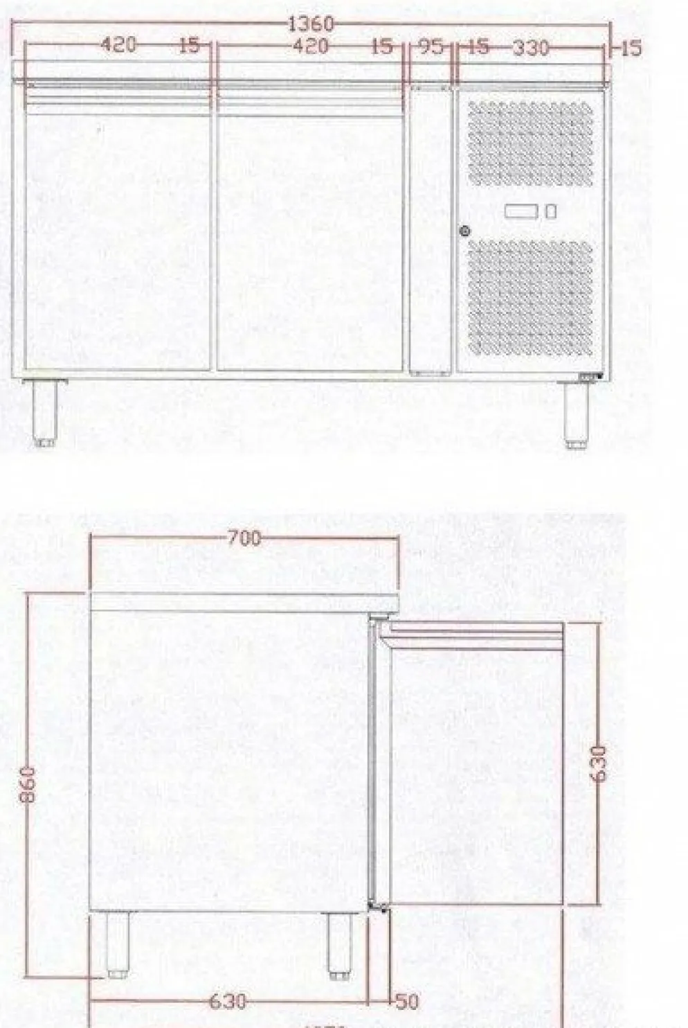 Kühltisch KT 210, 1360x700x860 mm - GN 1/1