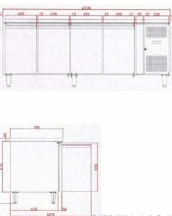 Kühltisch KT 410, 2230x700x860 mm - GN1/1