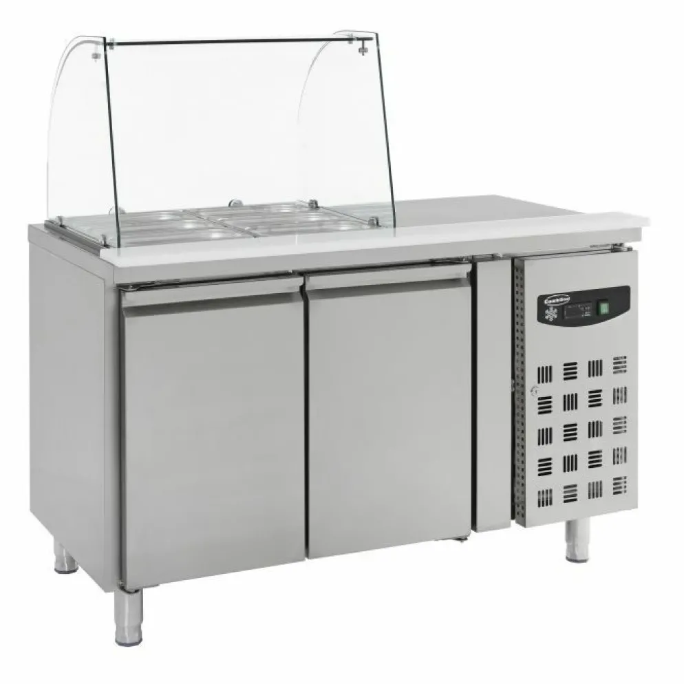Kühltisch mit Glas 2 Türen 2x 1/1 GN 314 L, Breite 1360mm