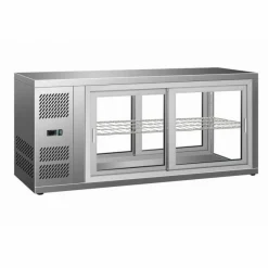 Kühlvitrine 150L, Tischgerät Edelstahl, Umluftkühlung
