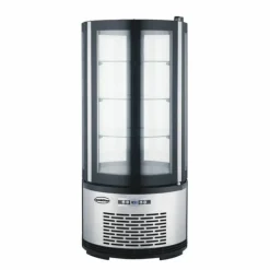 Kühlvitrine 100L, Tischgerät, gebogenes Glas, LED-Beleuchtung