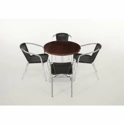 KRISTA Bistrostuhl Geflecht, Rattan schwarz stapelbar