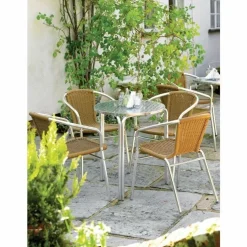 KRISTA Bistrostuhl Geflecht Rattan mit Alu-Gestell stapelbar