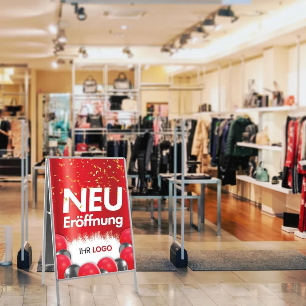 Kundenstopper GNE250 für Neu-Eröffnungen mit Plakat & Logo