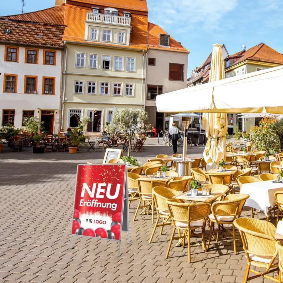 Kundenstopper GNE250 für Neu-Eröffnungen mit Plakat & Logo