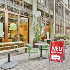 Kundenstopper GNE250 für Neu-Eröffnungen mit Plakat & Logo