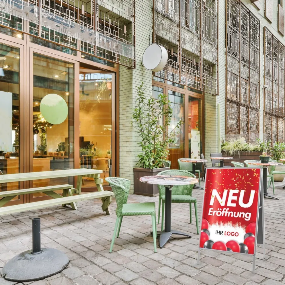 Kundenstopper GNE250 für Neu-Eröffnungen mit Plakat & Logo