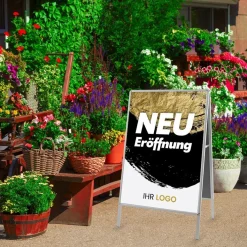 Kundenstopper GNE400 für Neu-Eröffnungen mit Plakat & Logo