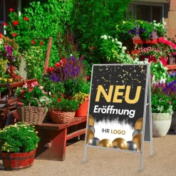 Kundenstopper GNE200 für Neu-Eröffnungen mit Plakat & Logo
