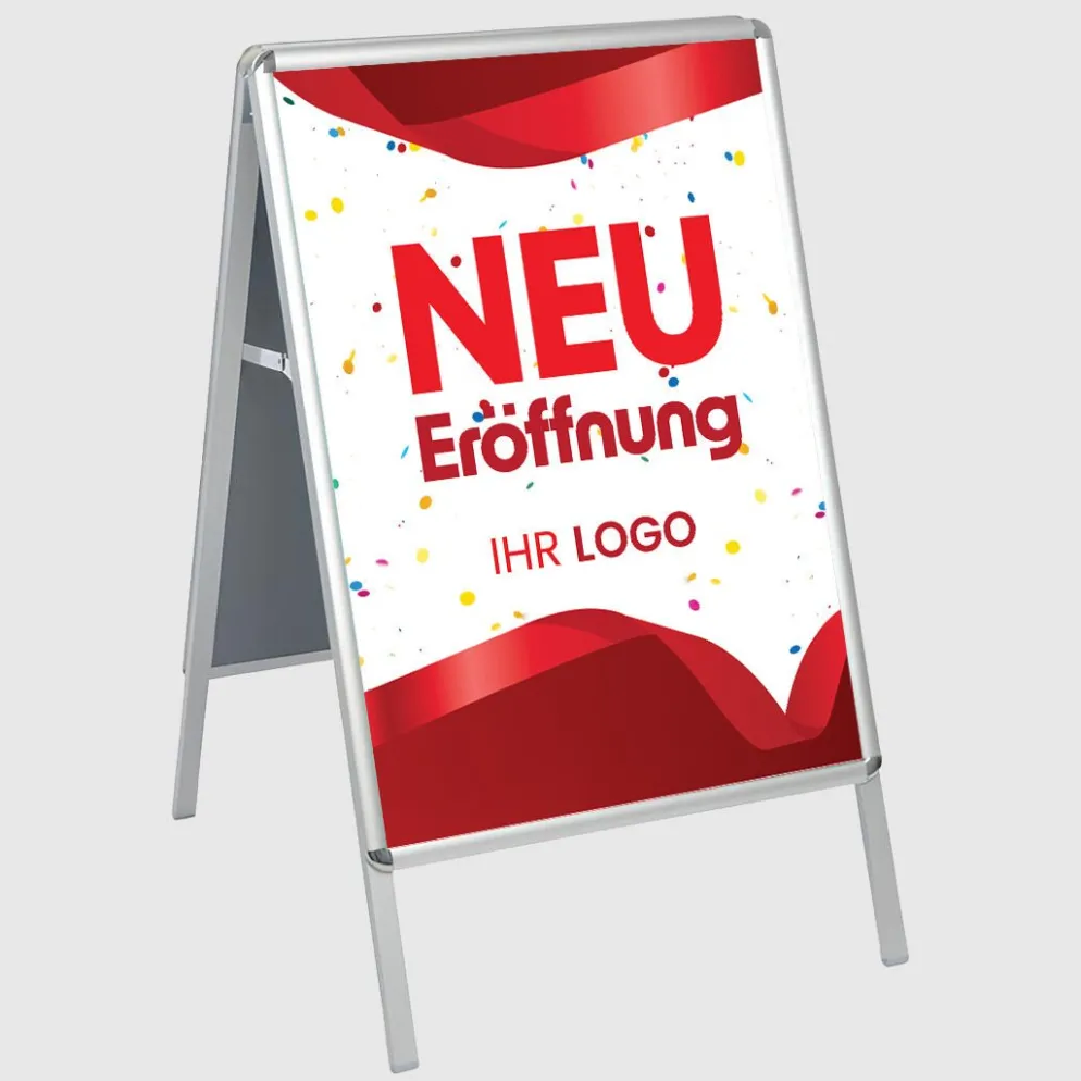 Kundenstopper GNE300 für Neu-Eröffnungen mit Plakat & Logo