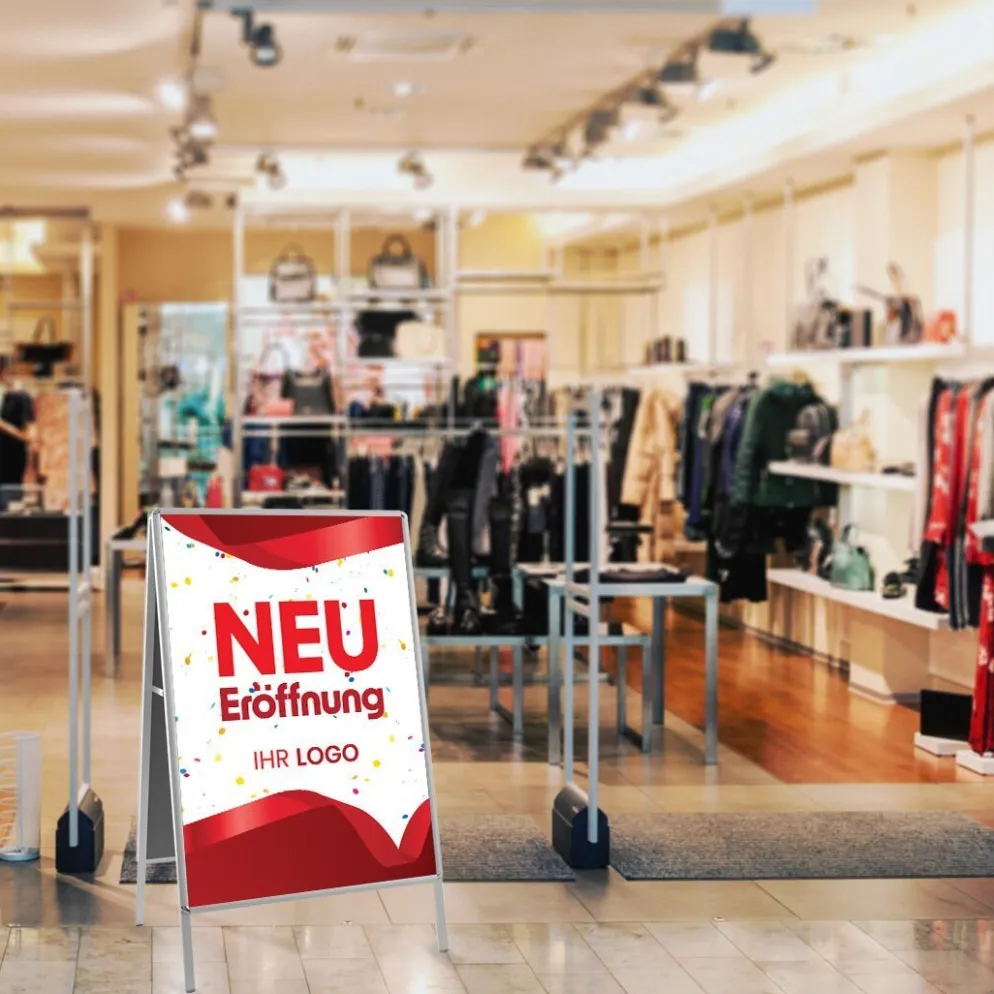 Kundenstopper GNE300 für Neu-Eröffnungen mit Plakat & Logo