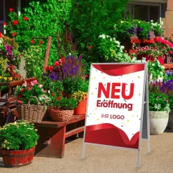 Kundenstopper GNE300 für Neu-Eröffnungen mit Plakat & Logo
