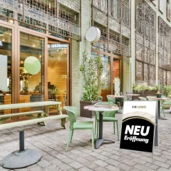 Kundenstopper GNE350 für Neu-Eröffnungen mit Plakat & Logo
