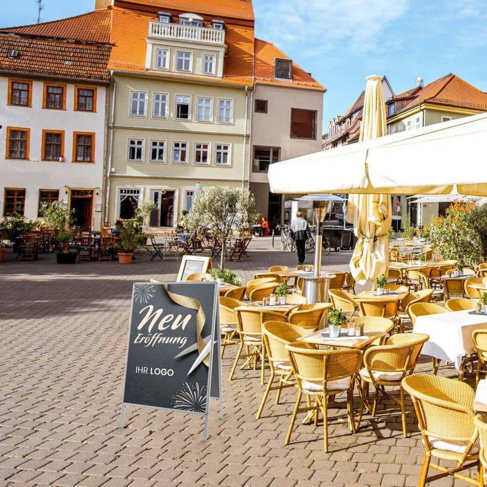 Kundenstopper GNE150 für Neu-Eröffnungen mit Plakat & Logo