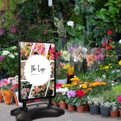 Kundenstopper SNE505 für Blumenläden Floristen mit A1-Plakat & Logo