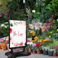 Kundenstopper SNE500 für Blumenläden Floristen mit A1-Plakat & Logo