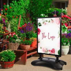 Kundenstopper SNE500 für Blumenläden Floristen mit A1-Plakat & Logo