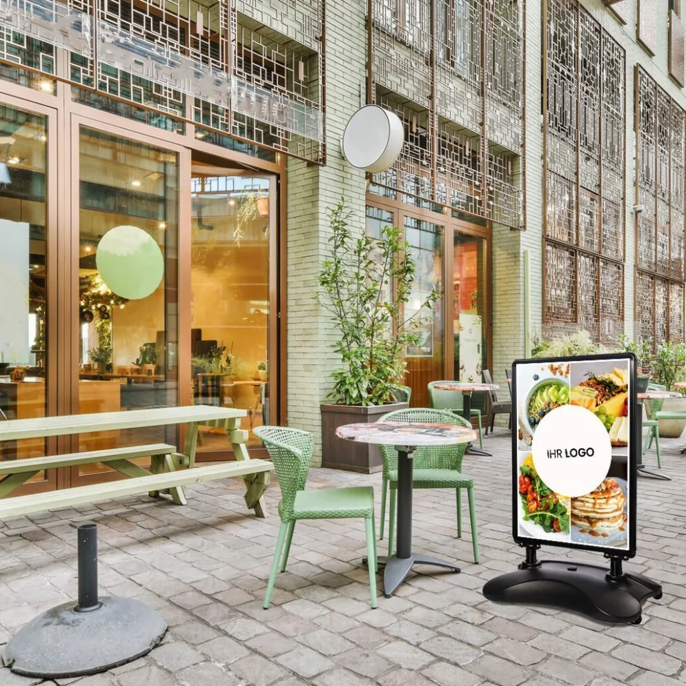 Kundenstopper SNE535 für Frühstück & Brunch mit A1-Plakat & Logo