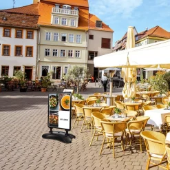 Kundenstopper SNE540 für herzhafte Gerichte mit A1-Plakat & Logo