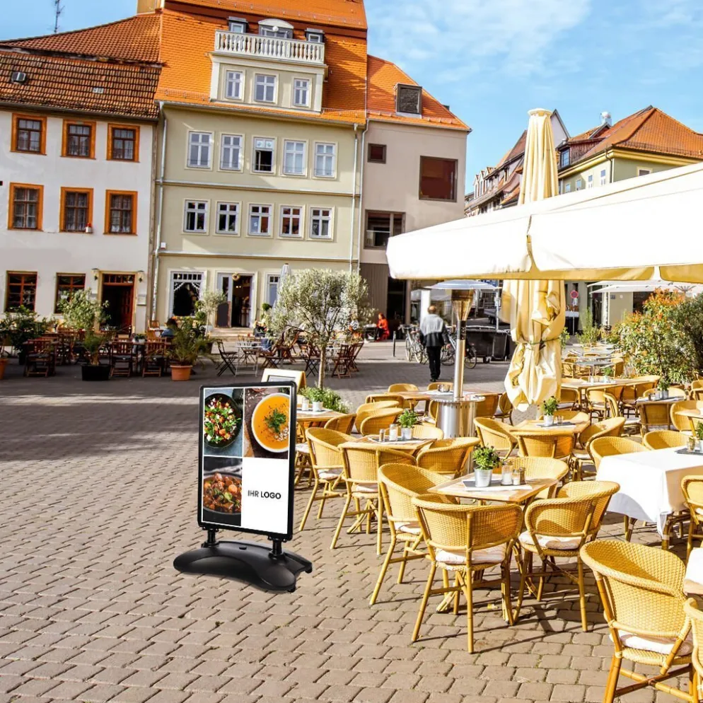 Kundenstopper SNE540 für herzhafte Gerichte mit A1-Plakat & Logo
