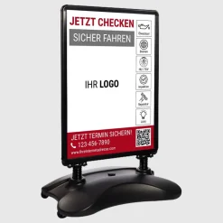 Kundenstopper SNE590 für KFZ-Werkstatt mit A1-Plakat & Logo
