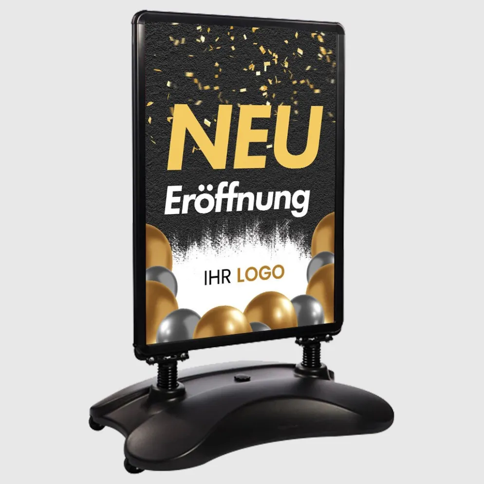 Kundenstopper SNE200 für Neu-Eröffnungen mit A1-Plakat & Logo