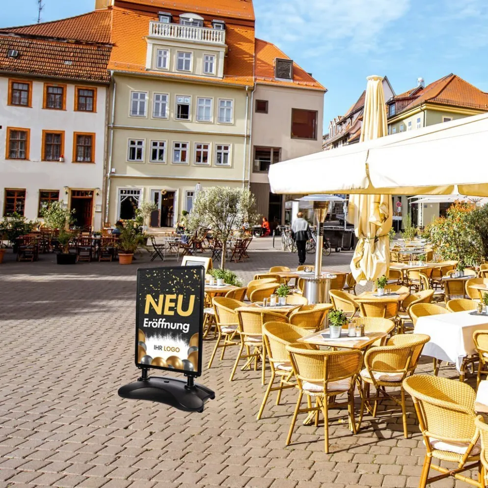 Kundenstopper SNE200 für Neu-Eröffnungen mit A1-Plakat & Logo