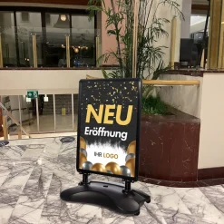 Kundenstopper SNE200 für Neu-Eröffnungen mit A1-Plakat & Logo