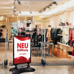 Kundenstopper SNE300 für Neu-Eröffnungen mit A1-Plakat & Logo