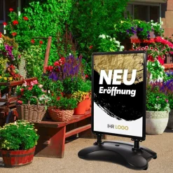Kundenstopper SNE400 für Neu-Eröffnungen mit A1-Plakat & Logo