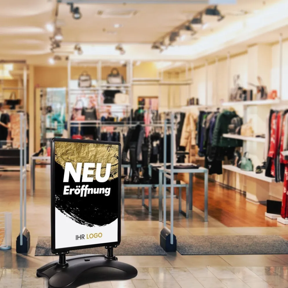 Kundenstopper SNE400 für Neu-Eröffnungen mit A1-Plakat & Logo